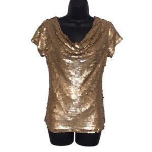 INC Gold Sequin Scoopneck
